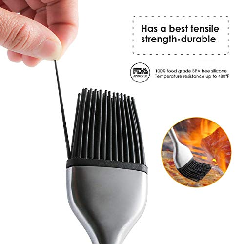 Image of Xacton Silicone Basting Brush with Stainless Steel Long Handle | Heat Resistant, BPA Free | BBQ Grill & Oil Pastry Brush for Cooking, Baking, Roasting, Barbecue, Grilling, Kitchen Tool - 9 inch