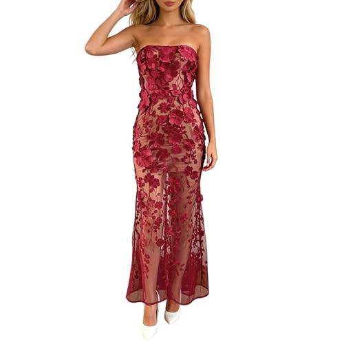Robe moulante pour invités de mariage avec fleurs 3D