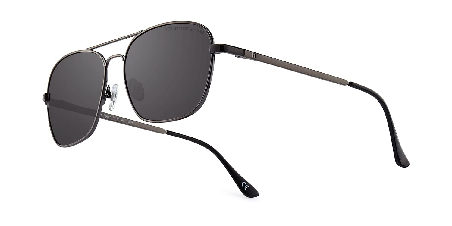 CLANDESTINE - Gafas de Sol Unisex - Modelo Pilot 18 - Lentes de Nylon HD y Montura de Acero Inoxidable - Talla Única - 144 mm x 51 mm