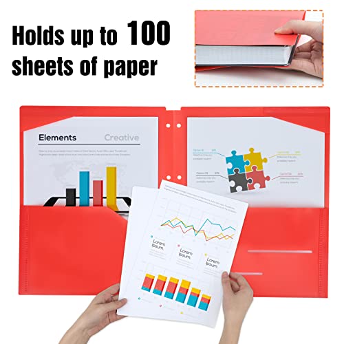 Eoout 10 Pack Binder Folders 2 Pocket File Folders 3 Hole Punch Poly Folders, 10 Bright Colors Plastic Folders With 2 Business Card Slot For 3 Ring Binder For School Office #TOP3