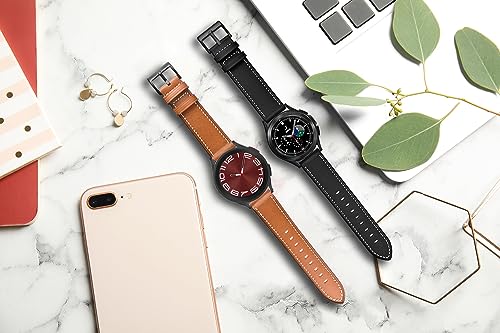 Image of Olytop Galaxy Watch 5 Pro Bands 45mm, Galaxy Watch 6 /4 Classic Band 47mm 46mm 43mm 42mm, Samsung Galaxy Watch 6 /5 /4 /Acitve 2 Bands 44mm 40mm, 20mm Leather Wristband Replacement Strap for Men Women
