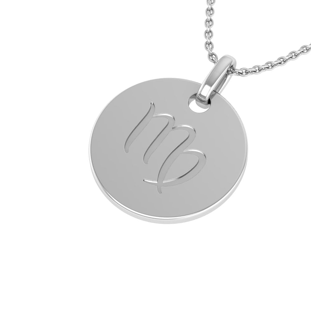 Aquarius (January 20 - February 18) Round Engraved Aquarius Pendant in Sterling Silver-image-21