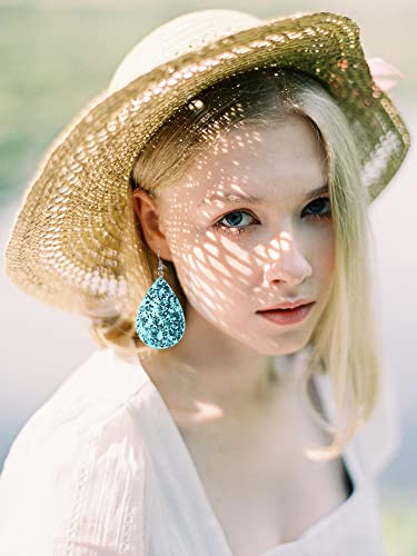 Hicarer 20 Pairs Glitter Leather Earrings Bulk Colorful Teardrop Dangle Earring for Women Christmas Birthday Gift Fashion Jewelry4