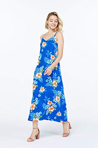 Image of Matchable Family Hawaiian Luau Men Women Girl Boy Clothes in Hibiscus Blue