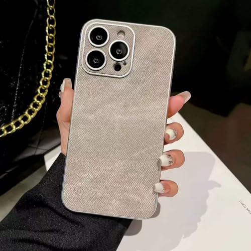 Coque cuir mat iPhone 15 avec protection caméra silicone gris