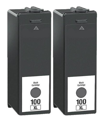 No.100XL 2 Black Compatible 100XL Printer Ink Cartridge Compatible with lexmark S305 S405 S505 S605 S815 S816 / Pro205 Pro2705 Pro805 Pro905 Pro901 Series Printer Models