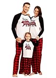 IFFEI Matching Family Pajamas Sets Christmas PJ's with Bear Printed Tee and Plaid Bottom Loungewear 2 Years