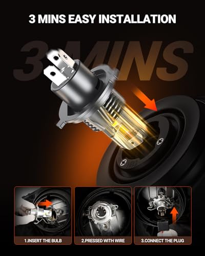 Image of SEALIGHT H4 /9003 LED Light Bulb, 1:1 Real Size, 900% Brighter than Origin, 46,000LM Super Output, 6500K Cool White with 25000RPM Fan, 3Mins Plug and Play, Pack of 2