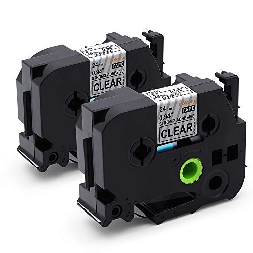 COLORTY Compatible TZe-151 TZe151 TZ Tape 24mm 0.94 Clear Label Maker Laminated Tape for Brother P-Touch Label Tape 1 Inch Compatible with Ptouch PT-D600 PT-P710BT PT-P750W, Black on Transparent