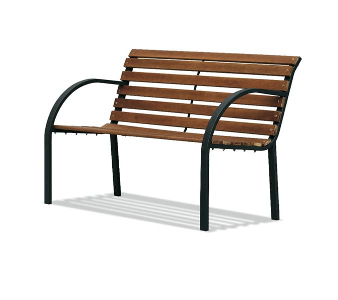 Zendea Banco de Exterior de 2 plazas de Madera y Acero 122 x 80 x 62 cm – Banco de jardín para decoración de terraza Exterior – Banco de jardín Robusto y Elegante