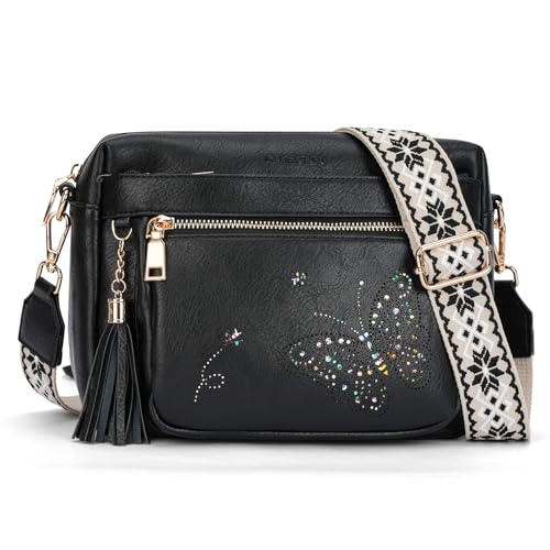 Image of KITEVIUN Crossbody Bags for Women Trendy Leather Crossbody Purse Shoulder Handbags Butterfly Design