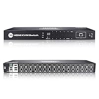 TESmart KVM Switch 16 Port HDMI | 4K 30Hz Ultra HD | Enterprise Grade | RS232 | LAN Port | IP Control | Auto Scan | Rackmount [Control PCs, Laptops, Servers w/One Keyboard, Video Monitor, Mouse]