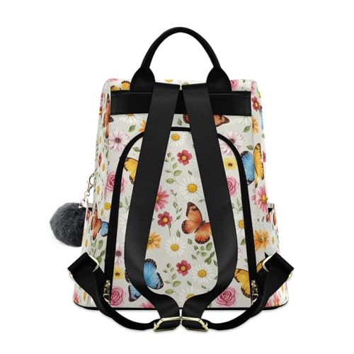 Sac à dos imprimé papillons avec fermeture éclair arrière et multiples poches - 2