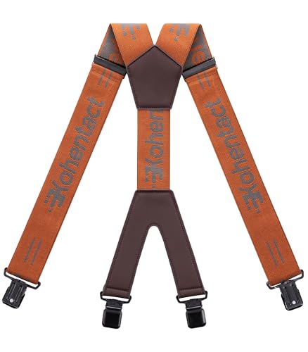 Image of Men's Industrial Strength Suspenders 2-Inch Wide X-Back Heavy Duty Braces Strong Metal Clips, Elastic Adjustable