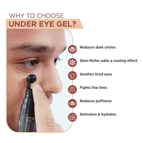 The Man Company Under Eye Gel With Cooling Massage Roller For Dark Circles, Fine Lines & Puffy Eyes With Caffeine & Hyaluronic Acid – 15Gm #TOP7