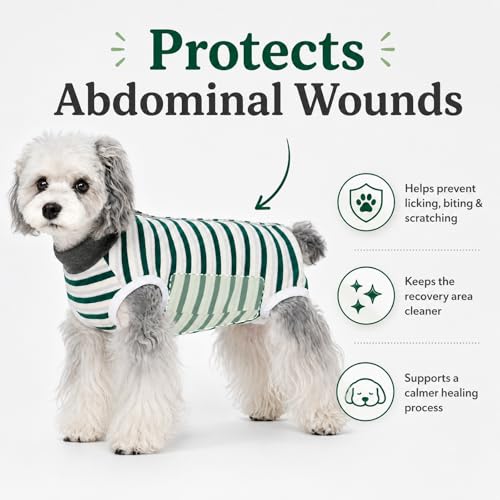 Image of Dog Surgery Recovery Suits, Sleeveless Dog Recovery Suit Female, E-Collar & Cone Alternative Surgical Suit for Small and Medium Dogs After Surgery, Striped Dog Onesie Pajamas