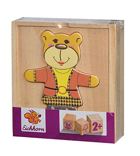 Eichhorn 100005401 - Bären-Puzzle, mit versch. Kleidungsstücken zum Wechseln, 4 Verschiedene Motive, Keine Motivauswahl möglich, Lieferumfang 1 STK., FSC 100% Zertifiziertes Lindensperrholz