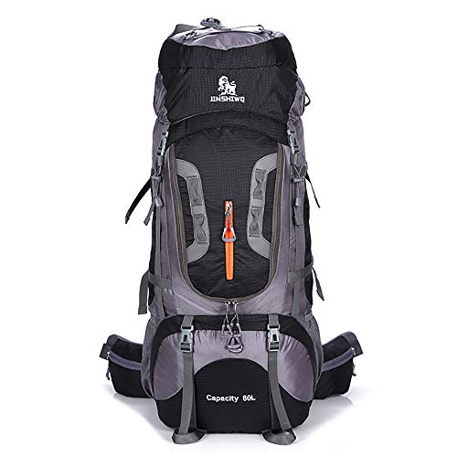 Skytower 80L Sac à dos de randonnée Sac à dos pour randonnée en plein air randonnée voyage escalade camping imperméable haut montagne sac d'alpinisme, noir/gris