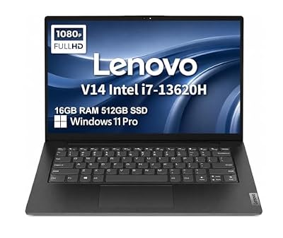 Lenovo V14 Gen 4 Business Laptop (14" FHD Anti-Glare, Intel 10-Core i7-13620H, 16GB RAM, 512GB SSD), Webcam with Privacy Shutter, Ethernet, Wi-Fi 6, HDMI, Bluetooth, Win 11 Pro w/ Copilot, Black