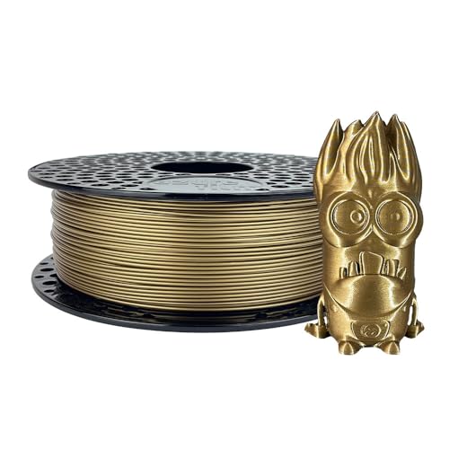 AzureFilm Filament PLA original pour imprimante 3D 1,75 mm – Bobine de 1 kg – Facile à imprimer – Haute précision – Surface lisse – Idéal pour les prototypes (or, 1 kg)