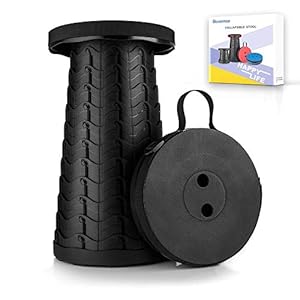 Boreeman – Taburete plegable mejorado, ligero pero resistente, con capacidad de carga de 400 libras, taburete portátil y retráctil para campamento, pesca, senderismo y barbacoa (negro)