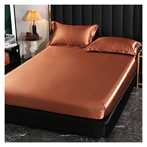 JBJYGSG SáBana De Seda Helada Sábana de satén con cinturón elástico Sábana Bajera de Repuesto Funda de colchón/140/160/200/Sábana Doble sin Funda de Almohada
