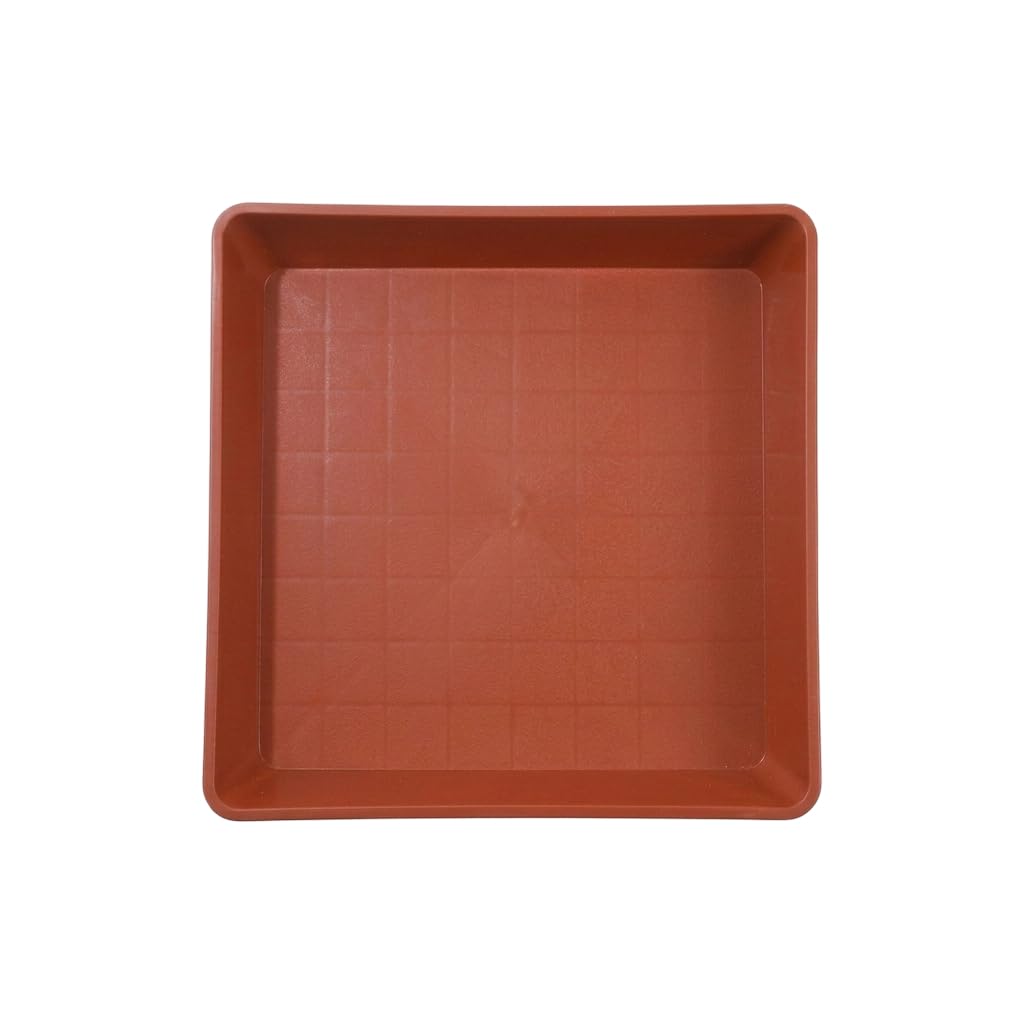 JISADER Square Plant Saucer Tray 14.4 inch Large Extra Thick Drip Tray for Heavy Planters Leakproof Flower Pot Base for Indoor Outdoor Potted Planter