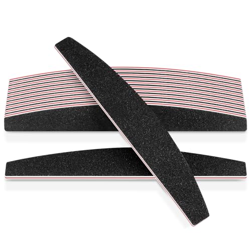 LOPHE Limas de Uñas Profesionales, Juego de Limas de Uñas de 12 piezas, Lima 100/180 de Doble Cara, Lavables Nail File Reutilizable para Clavo Naturales y Semipermanentes, Doméstico y Salón (Negro)