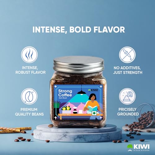 Image of Kiwi Kisan Window Strong Instant Coffee, 150g (70 Cups) | Dark Roast Espresso | 100% Arabica Beans | Bold Flavor, Rich Aroma, Smooth Finish