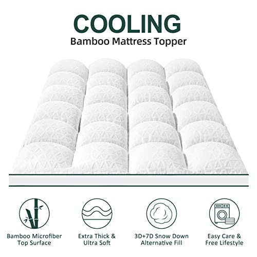 HARNY-Bamboo-Mattress-Topper-Queen-Size-Cooling-Breathable-Extra-Thick-Mattress-Pad-Cover-for-Back-Pain-Relief-Down-Alternative-Overfilled-Plush-Pillow-Top-with-8-21-Inch-Deep-Pocket