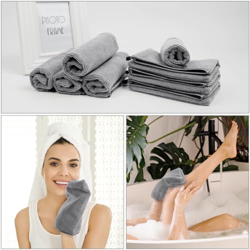 HOTUT Frottee Waschhandschuhe, 8er Set Waschhandschuhe，Waschlappen, Mikrofaser-Waschhandschuhe, Wiederverwendbare Make-up-Entferner Handschuhe, Weiches Gesichtshandschuh, 20x15CM