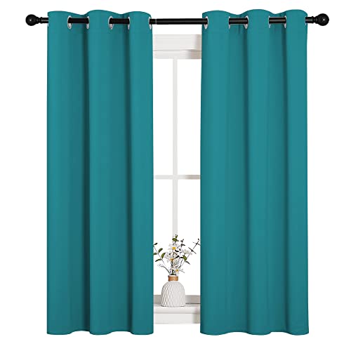 Image of NICETOWN Room Darkening Curtains 54 inch Length 2 Panels, Thermal Insulated Grommet Blackout Curtains for Modern Casual Elegant Bedroom Kids Room Theme Decoration (Peacock Teal, 2 Pieces, W34)