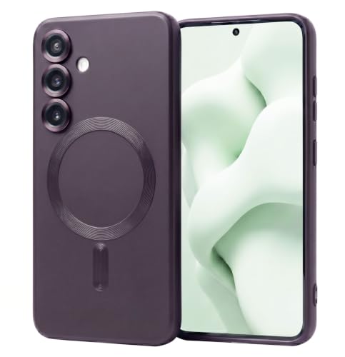 Image of amazon basics Premium Mag-Safe Case for Samsung Galaxy A14 4G / A14 5G | Shockproof & Anti-Scratch Cover | Soft Silicone with Wireless Charging | Camera Lens Guard - Purple