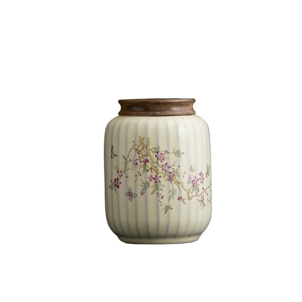 CHENGAIJIAN Tea Canister Ru Kiln Wisteria Flower Tea Canister High-grade Ceramic Sealing Jar For, Coffee, Herb, Sugar, Spice, Nuts
