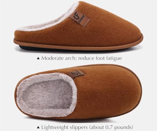 Image of COFACE Mens Cozy Memory Foam Scuff Slippers Casual Slip On Warm House Shoes Indoor /Outdoor Sandal Slippers With Arch Support Rubber Sole Size 7-15