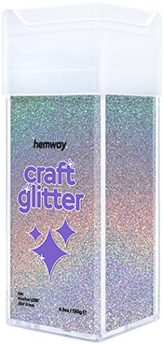 Hemway Glitter Shaker Silver Holographic 130g Microfine, Craft Glitter Shaker for Resin & Epoxy Crafts