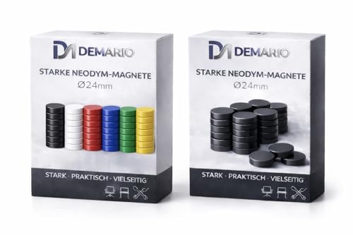 RIKAMA® – Starke runde Magnete Ø24mm im 60er Farbmix – 6 Farben à 10 Stück – Starke Magnetkraft für bis zu 10 Blatt – Ideal für Whiteboard, Kühlschrank, Büro & Schule