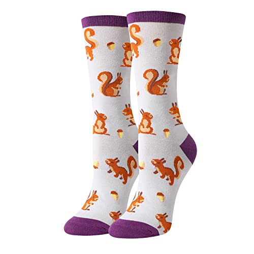 HAPPYPOP Funny Squirrel Gifts Squirrel Socks for Women with Nuts Novellty Animal Socks Animal Lovers Gifts for Women