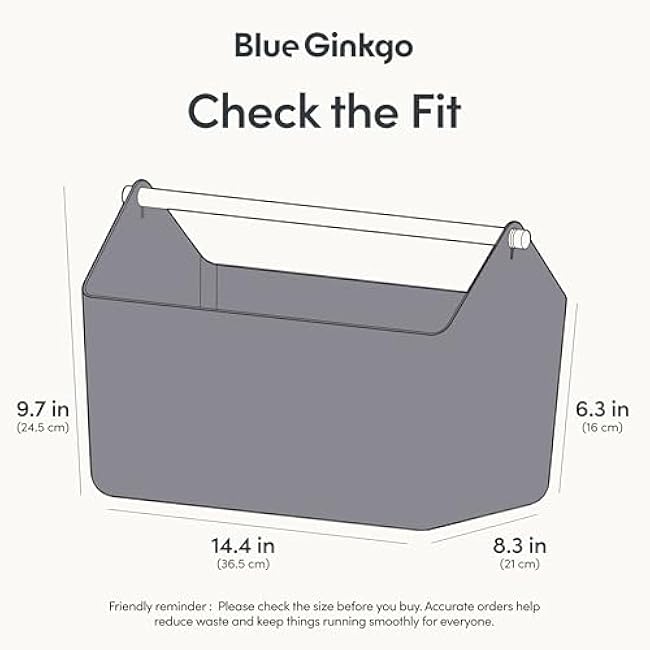 BLUE GINKGO Large Storage Basket ¨C Plastic Caddy with Wooden Handle for Bathroom, Pantry, or Cleaning Supplies (Gray)