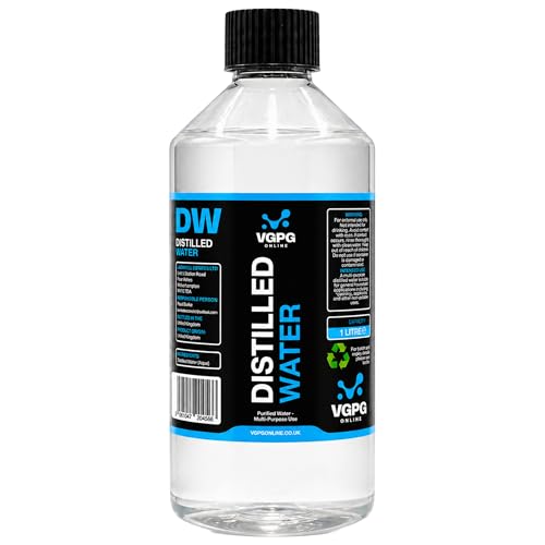 Image of VGPG Online Distilled Water 1 Litre | Pure Low Mineral Water for Steam Irons, Humidifiers, Car Battery Top-Up, Cleaning, Appliances, DIY Mixing, Garage & Household Use | Made in UK