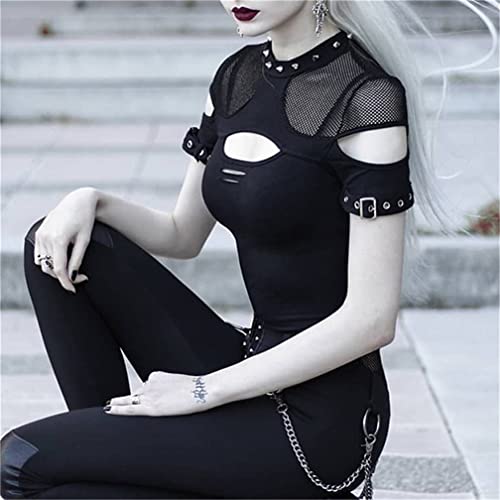 Women's Gothic Crop Tops Punk Tanks Trendy Camisole T-Shirt3