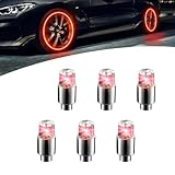 Sumjig 6 PCS Car Tire Flashing Light, 1.45' x 0.66' PVC Shell Vibration Sensing Hub Valve Breathing Light, Personalized Decorative Modification Accessory, for Most Cars and Motorcycles (Red)
