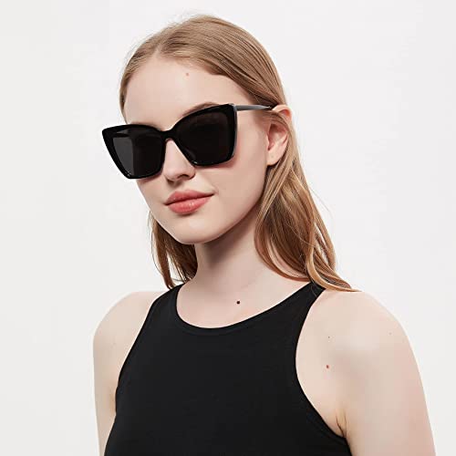 Mosanana Trendy Sunglasses For Women Oversized Cat Eye Cateye Black Retro Big Vintage Cool Cute Fashion Funky Ladies Aesthetic Dark Large Stylish Chunky Baddie Unique 2021 90S 70S Small Face Wide Glam #TOP2