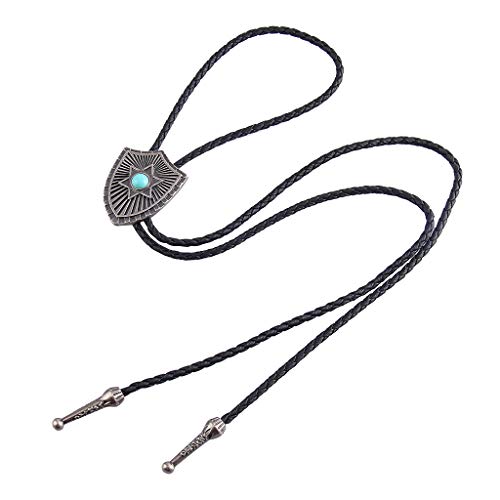 Image of Western Black Bolo Tie for Men and Women,Native American Leather Bolo Tie String