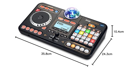VTech Kidi DJ Mix (Black), Toy DJ Mixer for Kids with 15 Tracks and 4 Music Styles, with Lights and Effects, Educational Toy, Interactive Toy for Kids Aged 6 Years +,10.4 x 35.8 x 24.3 cm