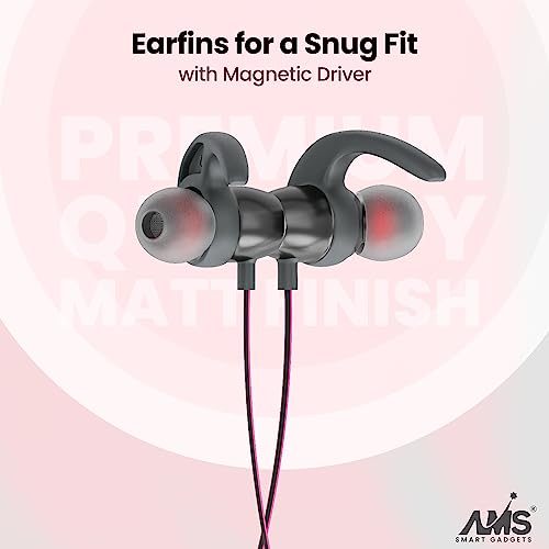 Image of AMS Royal Series Sports Wireless Neckband Earphone with Extra Bass Upto 35 Hours Playtime, Sweat & IPX5 Water Resistance, (NB22, Red)