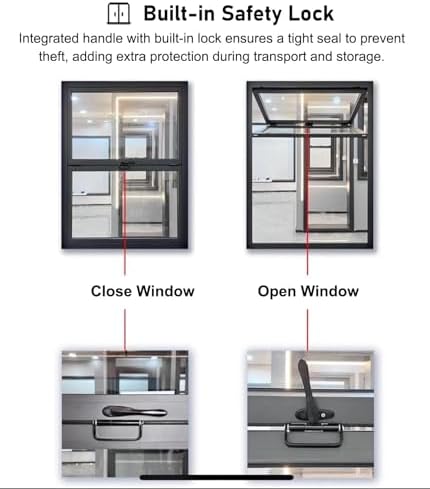 Foldable Replacement Sliding Window with Handle Lock, Double-Hung Design for Commercial Snack Serving, 800x1200mm (31x47in) - Ideal Concession Service Solution