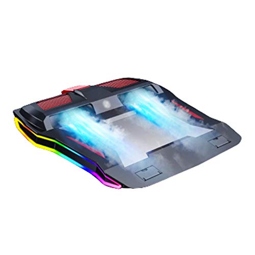 Almohadilla de refrigeración para computadora portátil con doble soplador para computadora portátil de 12 a 17 pulgadas, almohadilla enfriadora para laptop, luces coloridas, soporte de montaje