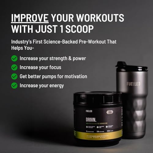 Image of FUELLED DRIVN Pre-Workout (Masala Lemonade, 30 Servings) 3.2 g Beta Alanine, 250 mg Caffeine, 6 g Citrulline Malate (483 g)