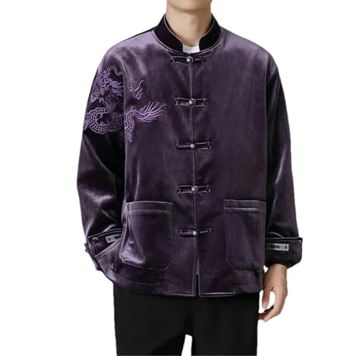 Veste chinoise traditionnelle homme style Tang vintage pour l'automne et l'hiver